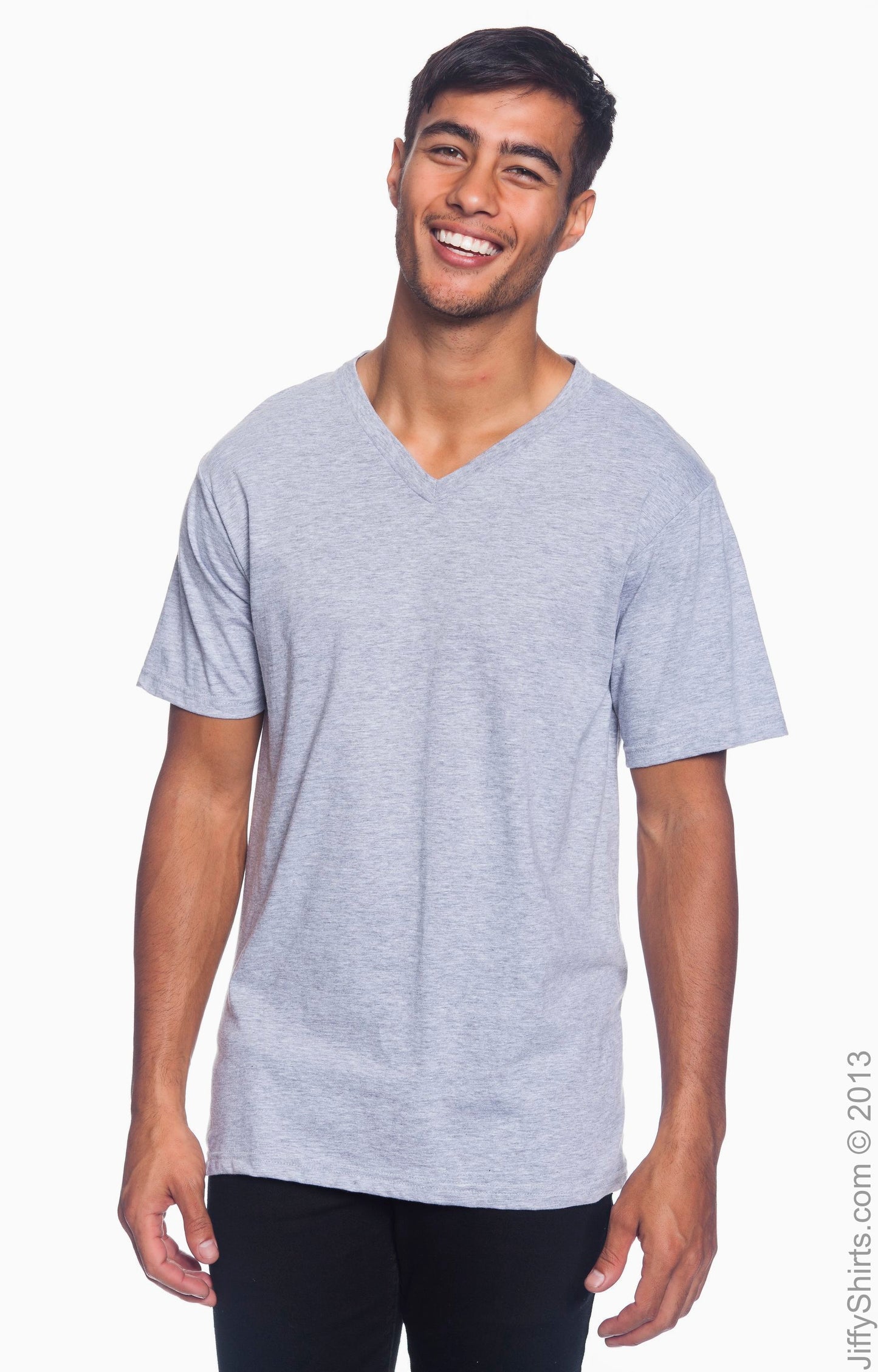 Unisex Lightweight V-Neck T-Shirt - Heather Gray