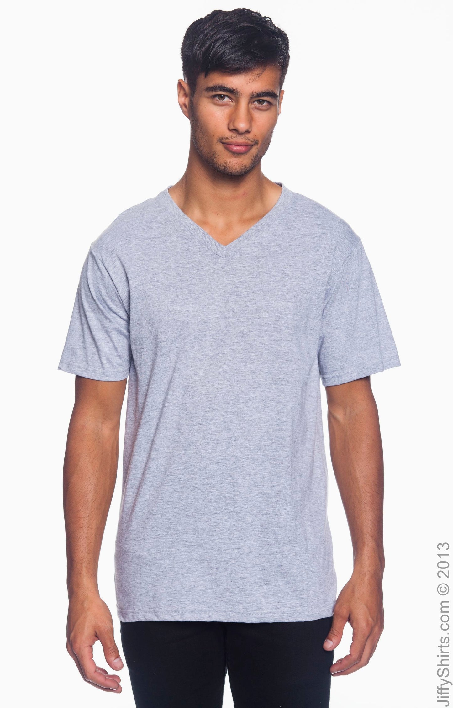 Unisex Lightweight V-Neck T-Shirt - Heather Gray