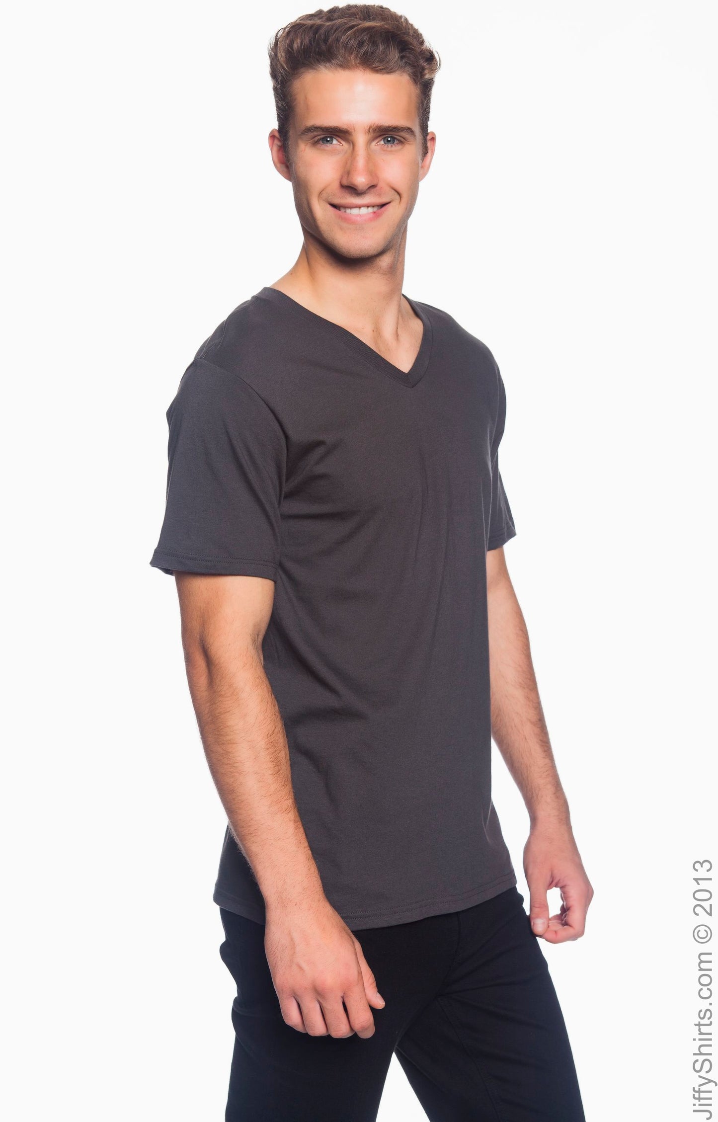 Unisex Lightweight V-Neck T-Shirt - Smoke