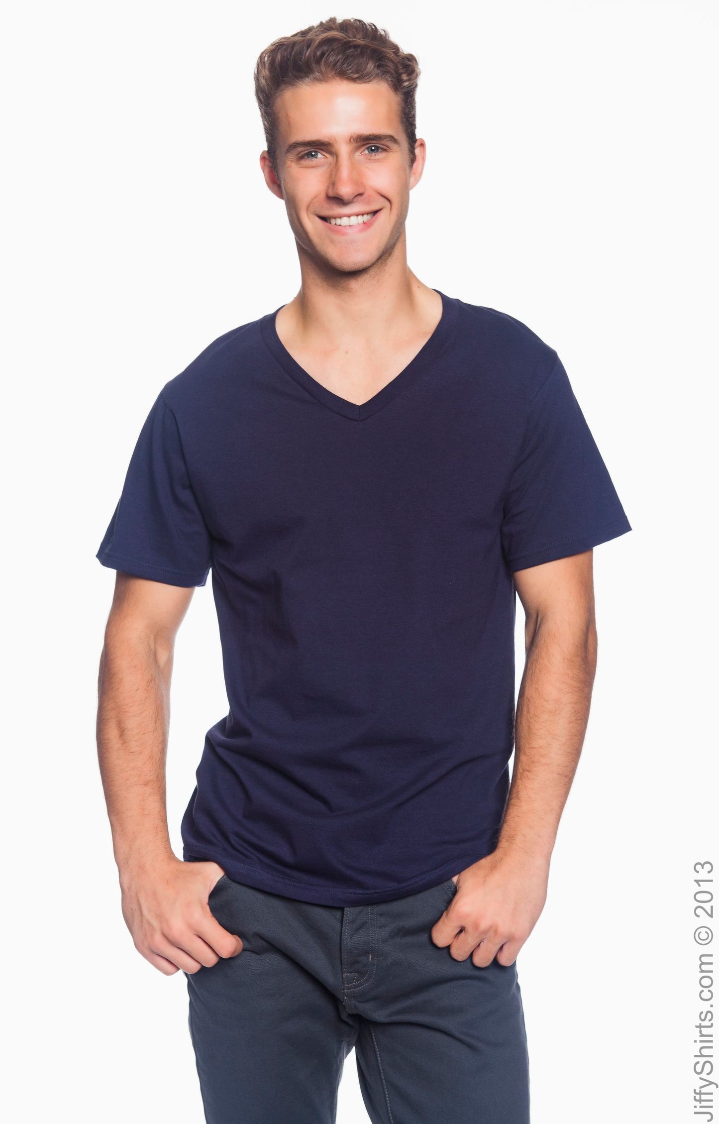 Unisex Lightweight V-Neck T-Shirt - Navy