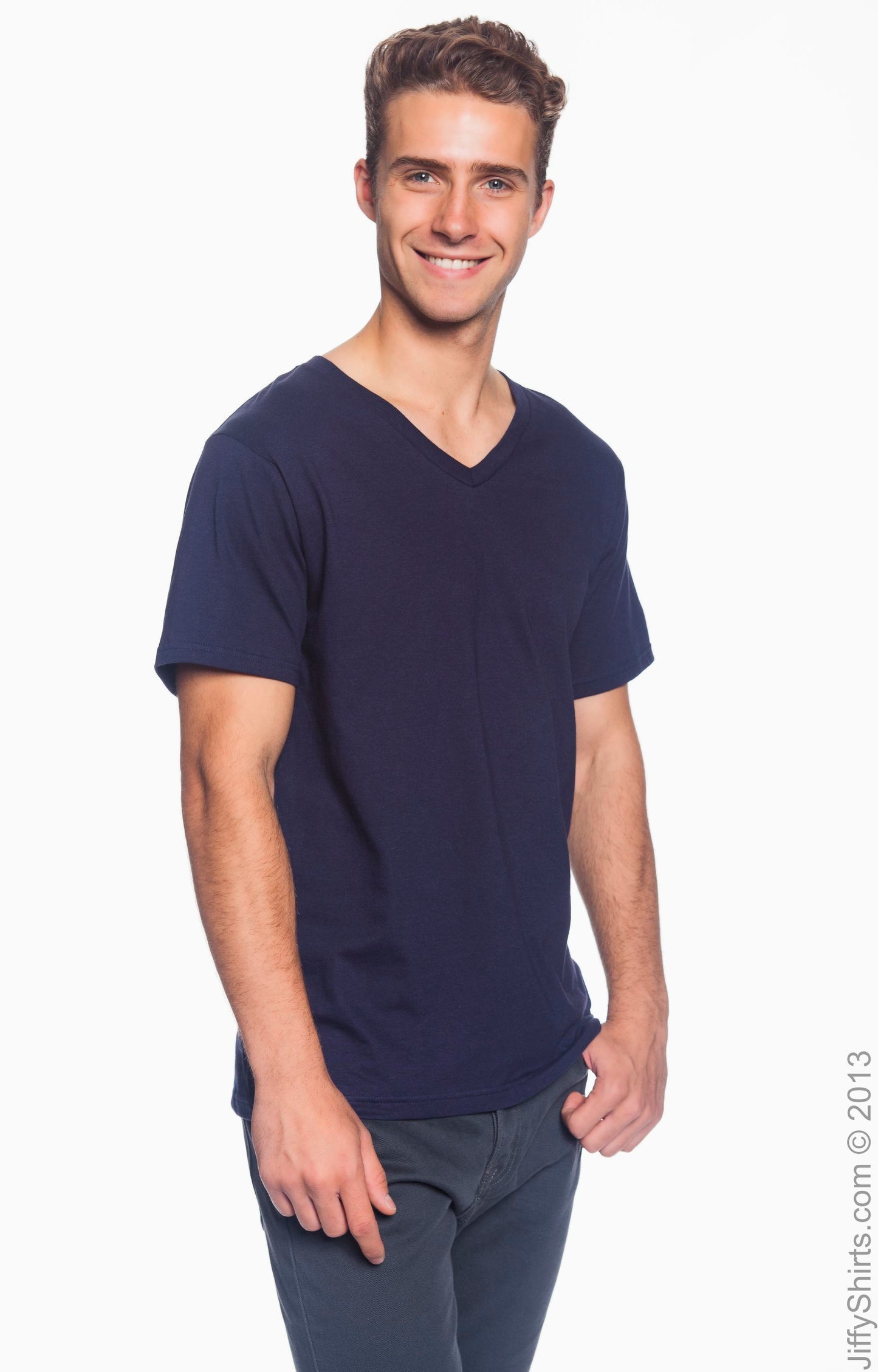 Unisex Lightweight V-Neck T-Shirt - Navy