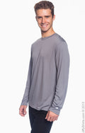 Unisex Double Dry® Long-Sleeve Interlock T-Shirt - Stone Gray