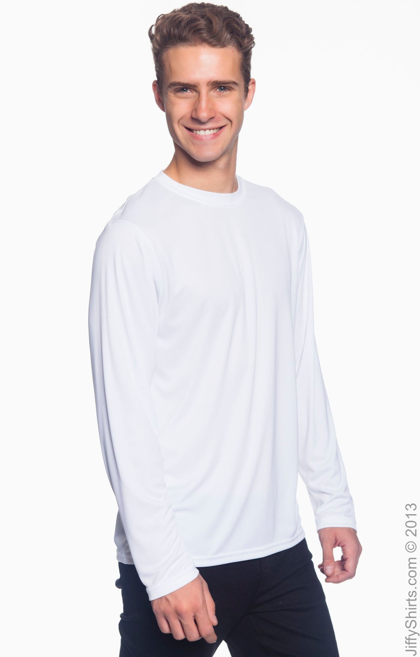Unisex Double Dry® Long-Sleeve Interlock T-Shirt - White