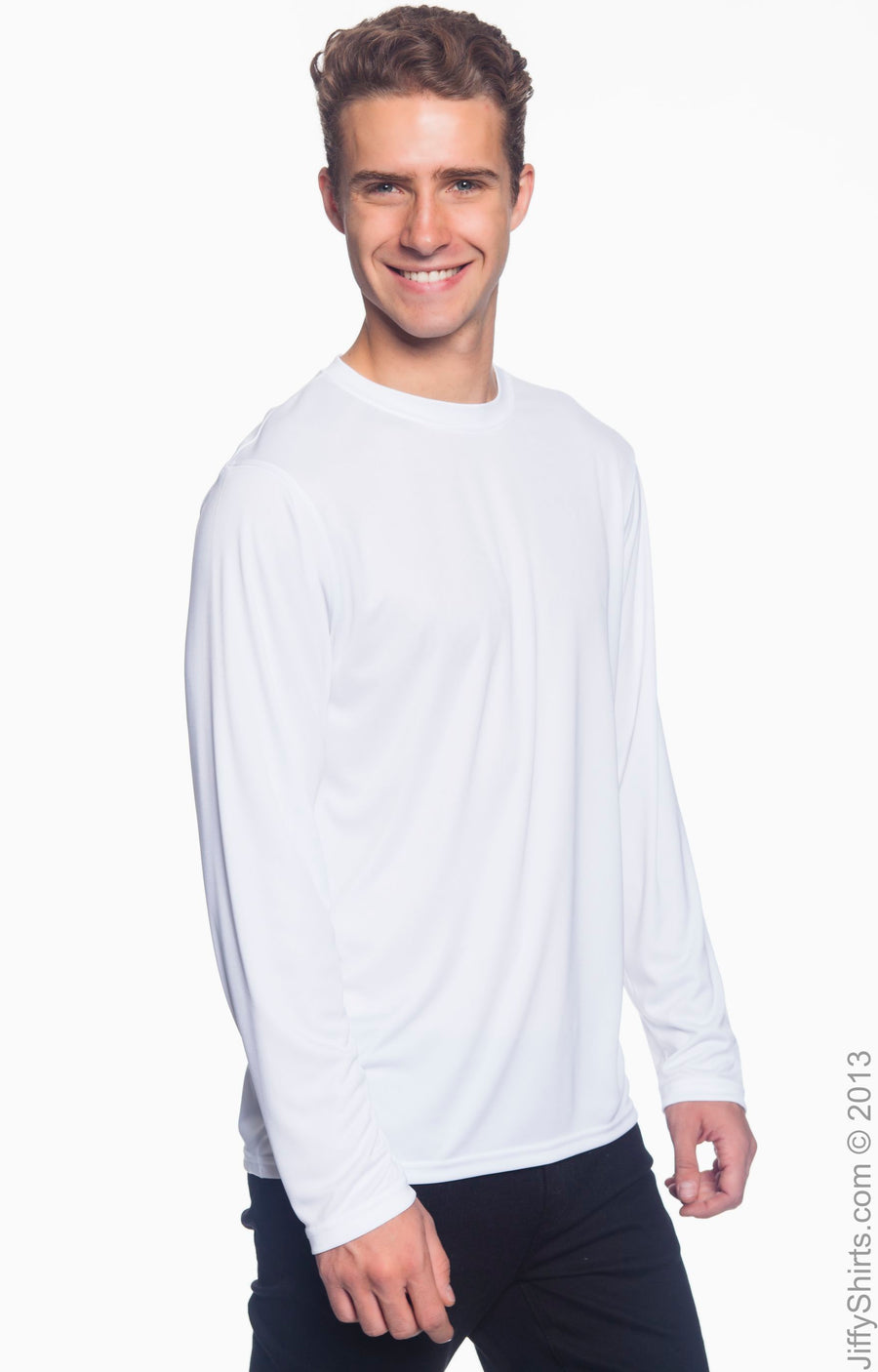 Unisex Double Dry® Long-Sleeve Interlock T-Shirt - White