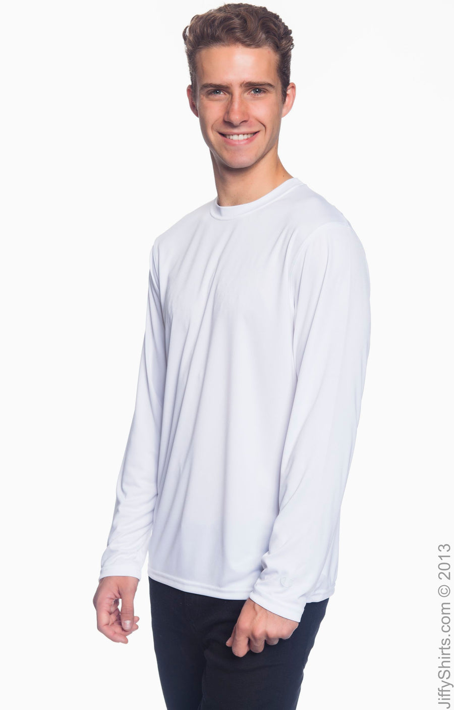 Unisex Double Dry® Long-Sleeve Interlock T-Shirt - White