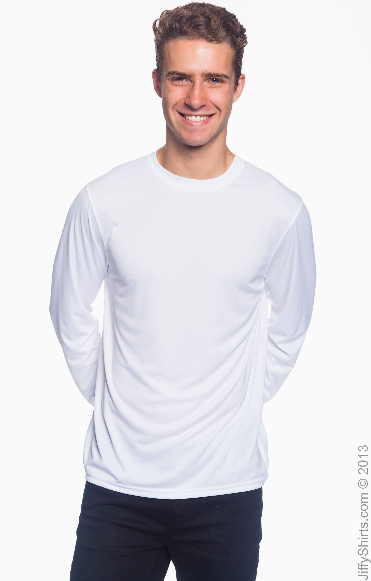 Unisex Double Dry® Long-Sleeve Interlock T-Shirt - White