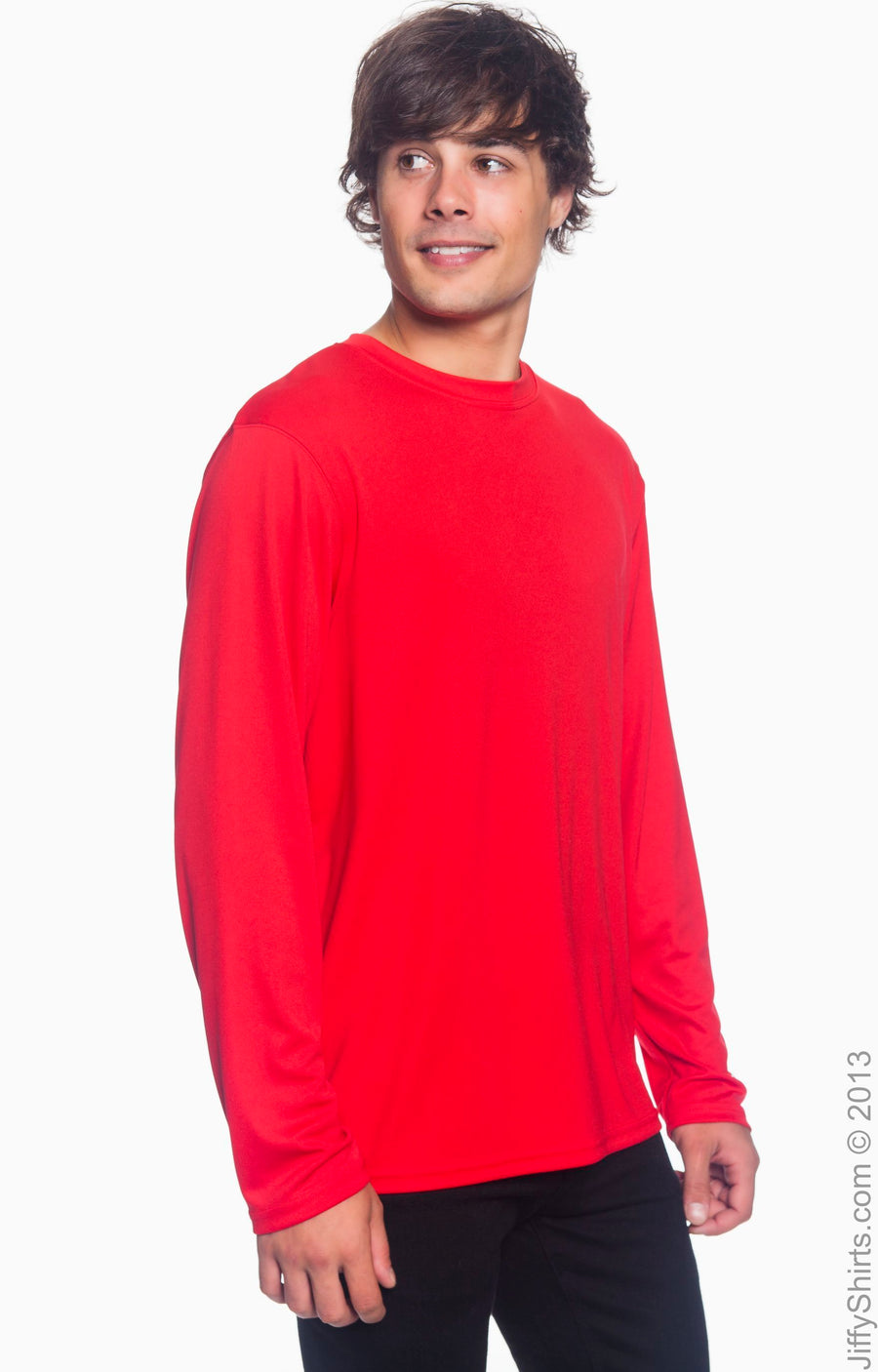 Unisex Double Dry® Long-Sleeve Interlock T-Shirt - Scarlet