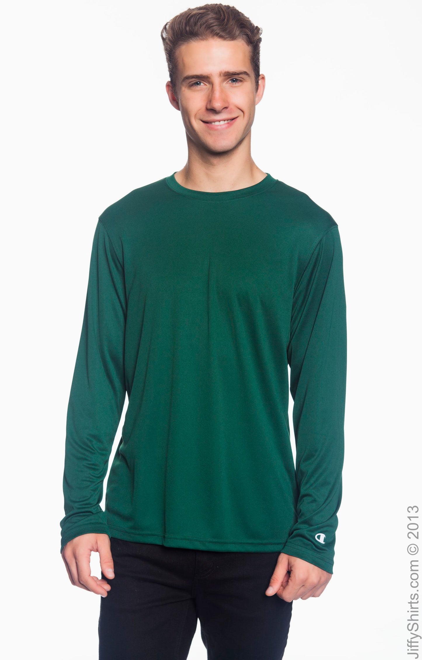 Unisex Double Dry® Long-Sleeve Interlock T-Shirt - Dark Green