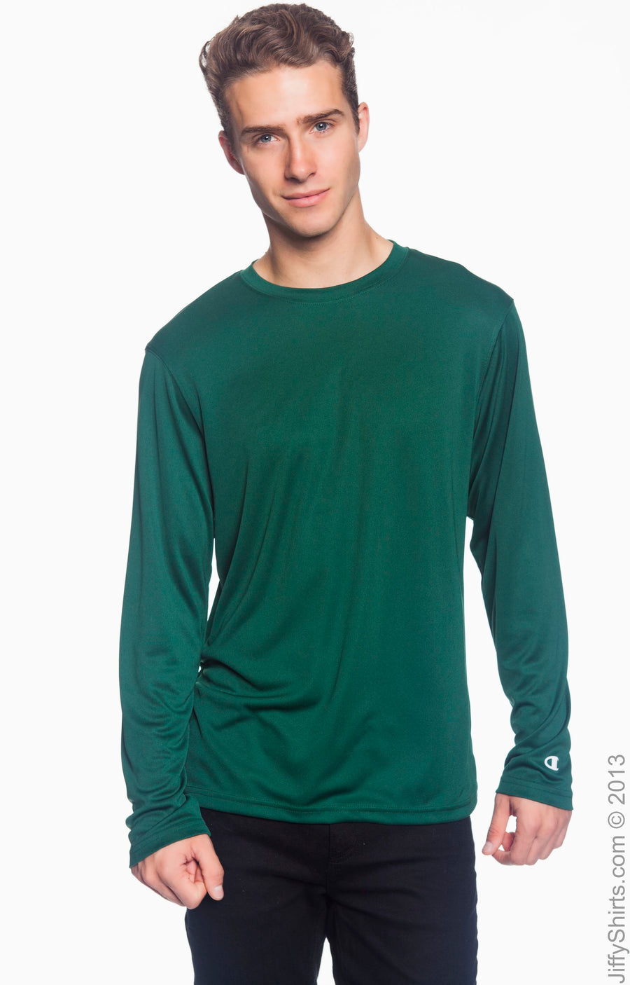 Unisex Double Dry® Long-Sleeve Interlock T-Shirt - Dark Green