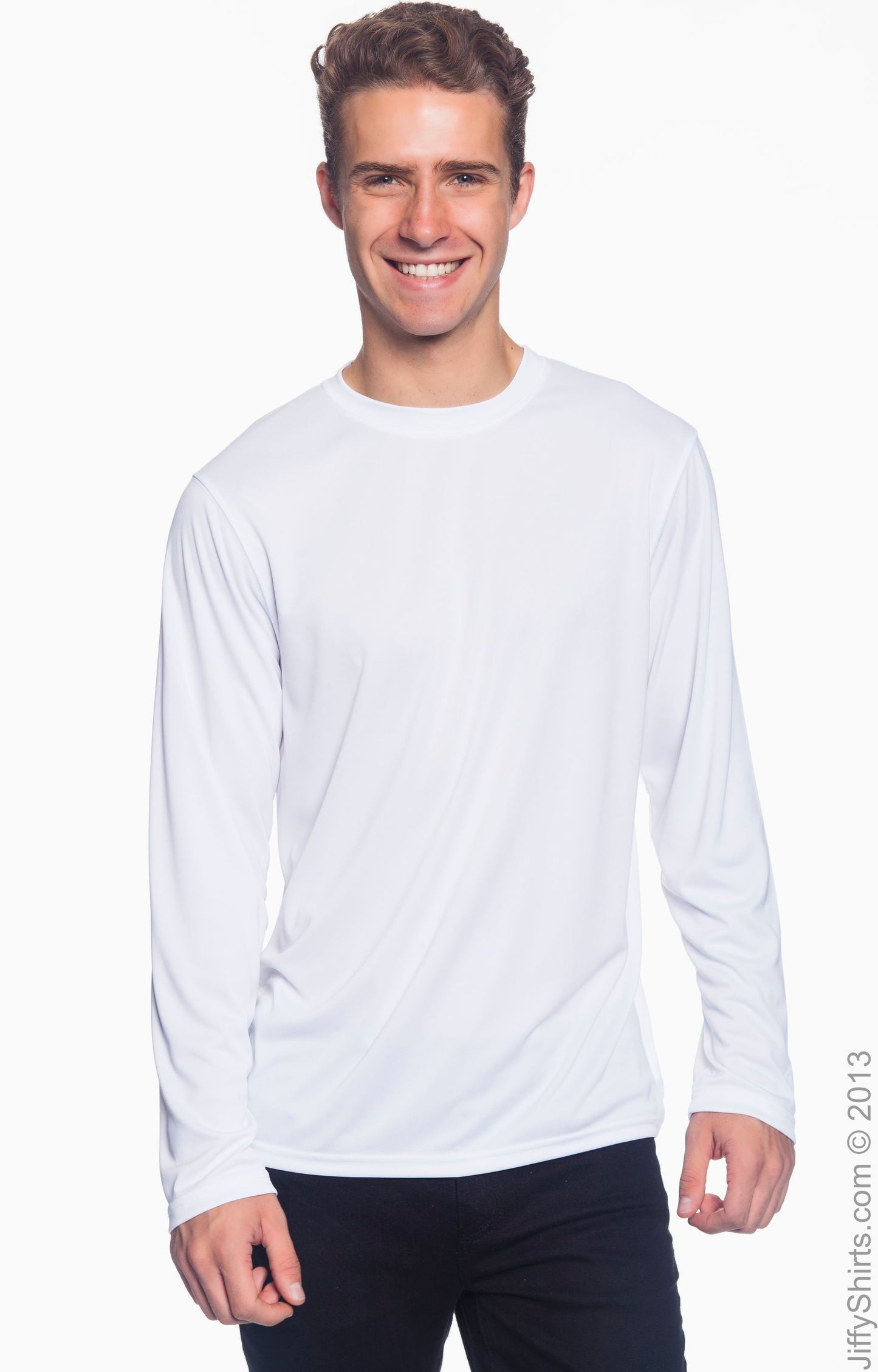Unisex Double Dry® Long-Sleeve Interlock T-Shirt - White