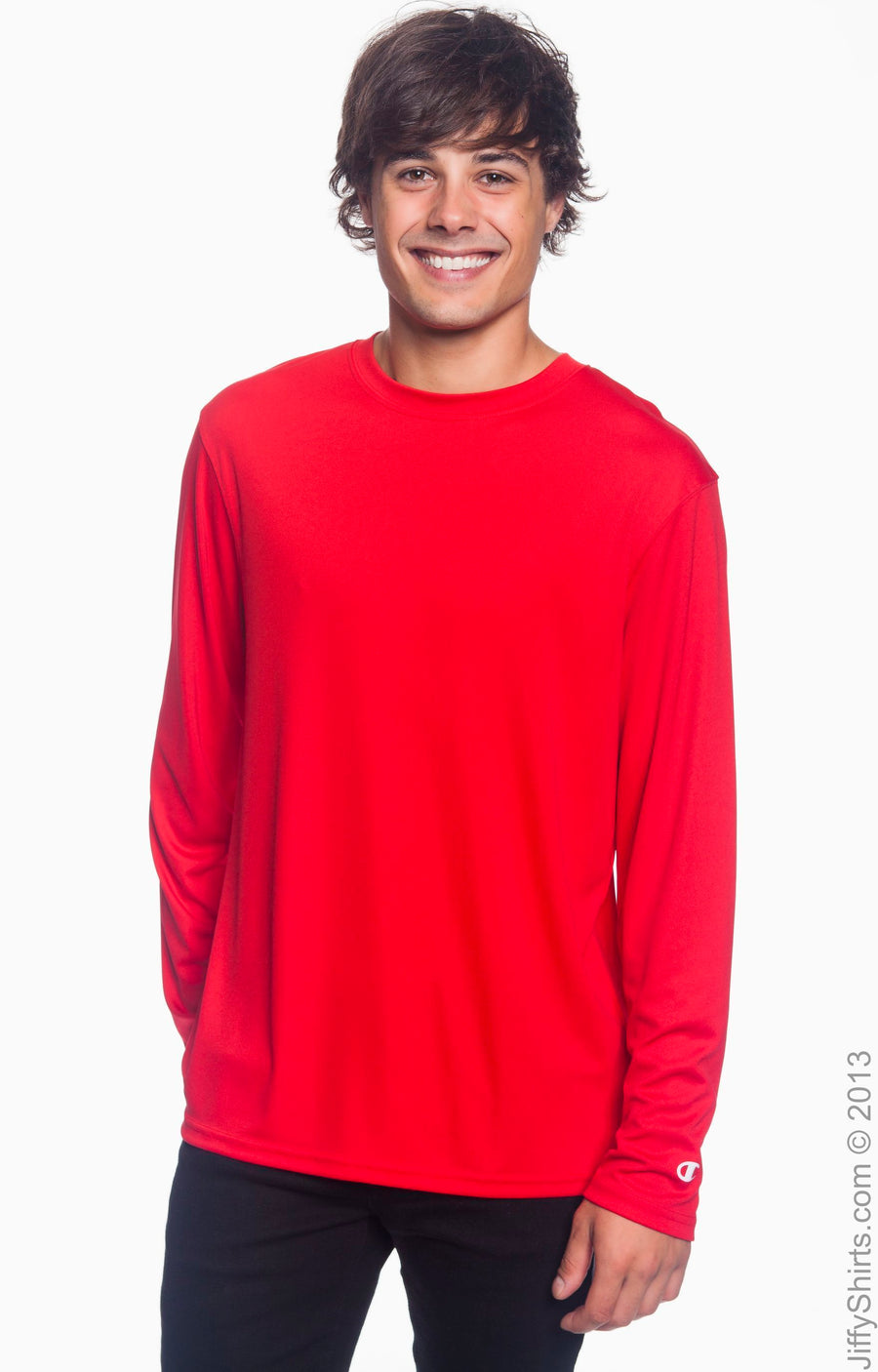 Unisex Double Dry® Long-Sleeve Interlock T-Shirt - Scarlet
