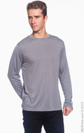 Unisex Double Dry® Long-Sleeve Interlock T-Shirt - Stone Gray