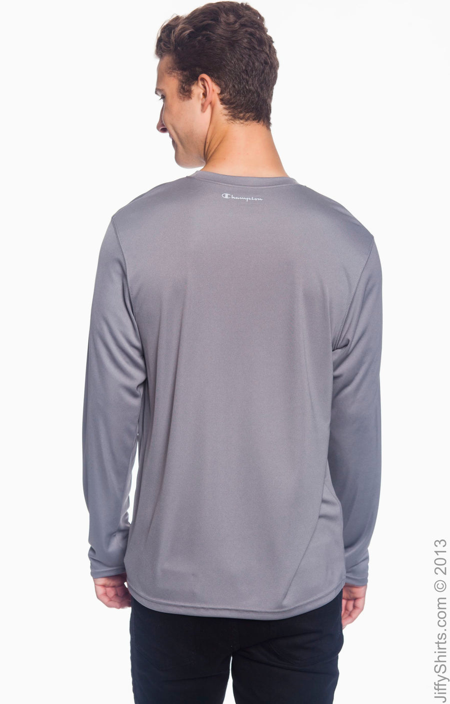 Unisex Double Dry® Long-Sleeve Interlock T-Shirt - Stone Gray