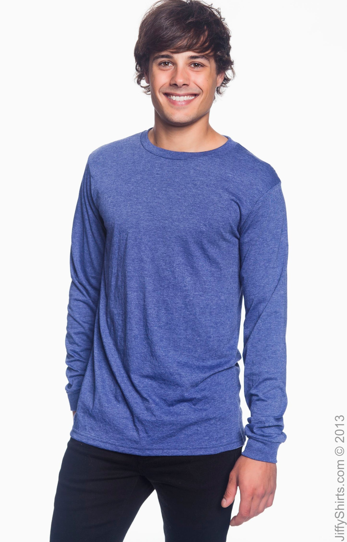 Unisex Lightweight Long-Sleeve T-Shirt - Heather Blue