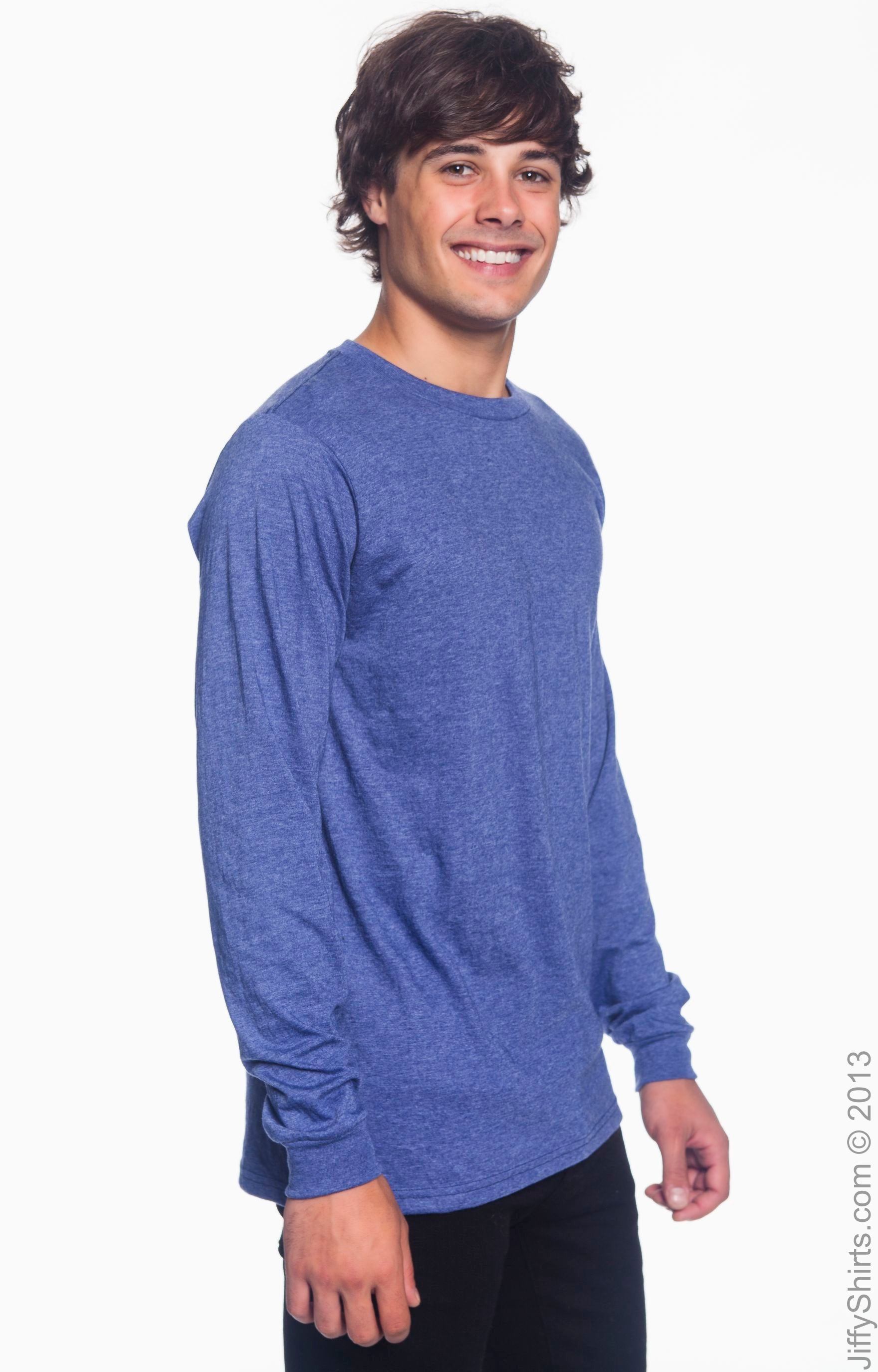 Unisex Lightweight Long-Sleeve T-Shirt - Heather Blue