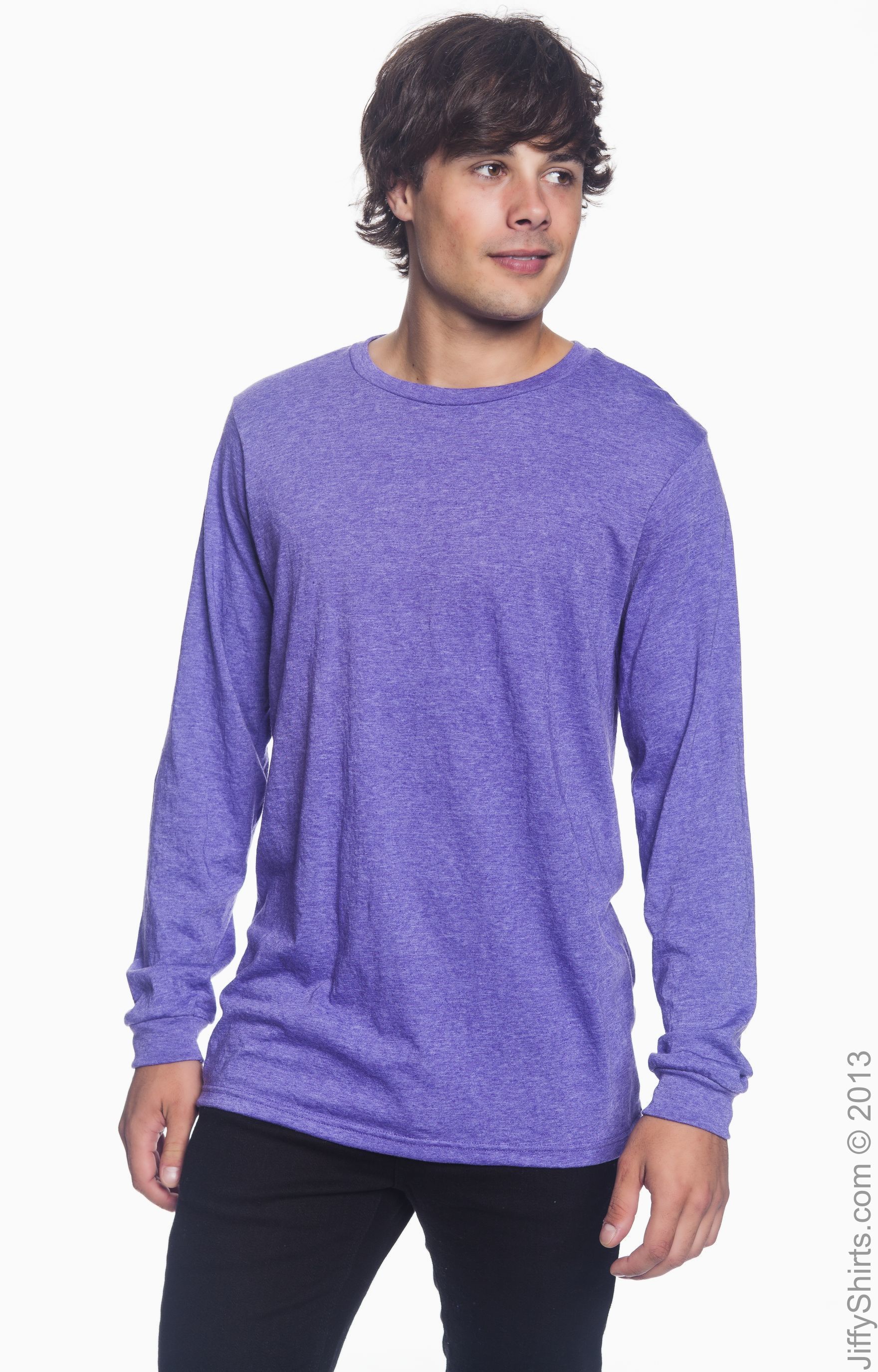 Unisex Lightweight Long-Sleeve T-Shirt - Heather Purple