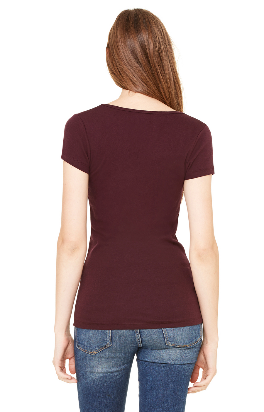 Women's Sheer Mini Rib Scoopneck Tee - Plum