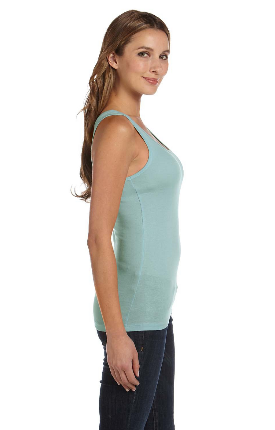 Women's Sheer Mini Rib Tank - Seafoam Blue