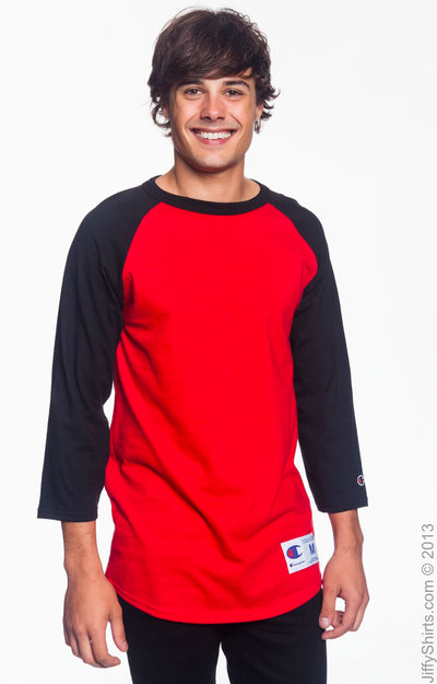 Unisex Raglan T-Shirt - Scarlet / Black