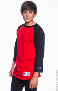 Unisex Raglan T-Shirt - Scarlet / Black