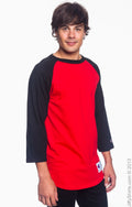Unisex Raglan T-Shirt - Scarlet / Black