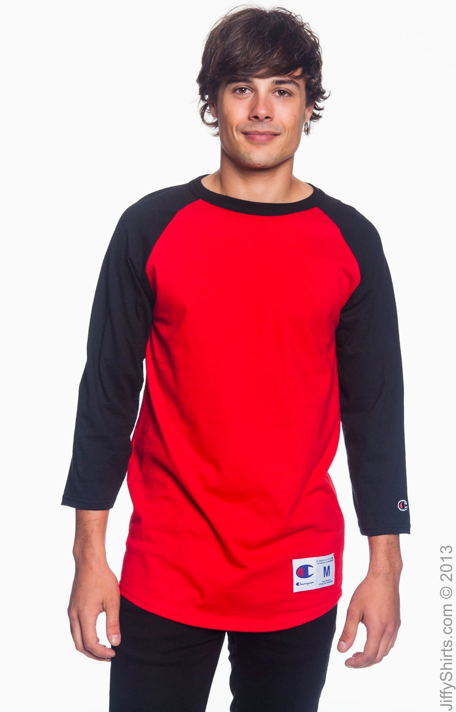 Unisex Raglan T-Shirt - Scarlet / Black
