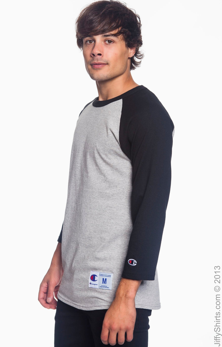 Unisex Raglan T-Shirt - Oxford / Black