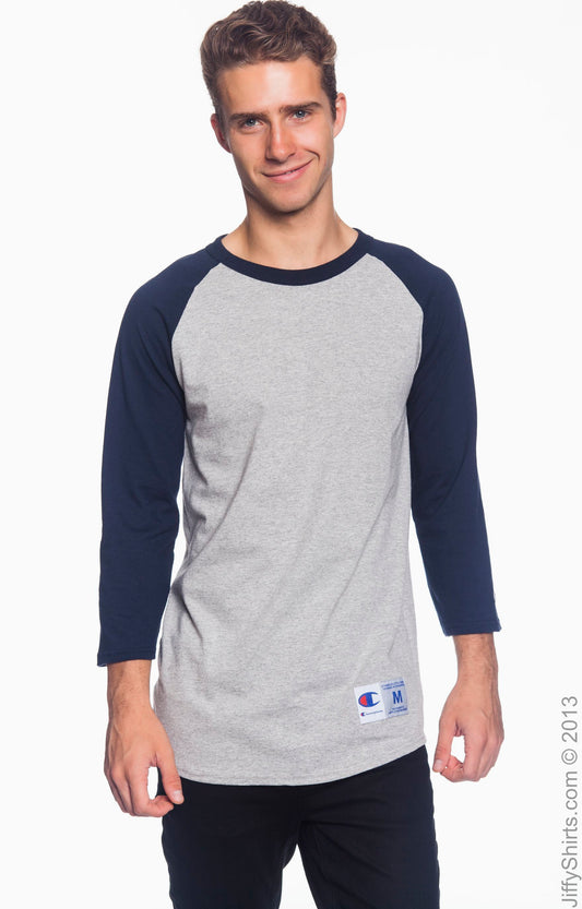 Unisex Raglan T-Shirt - Oxford / Navy