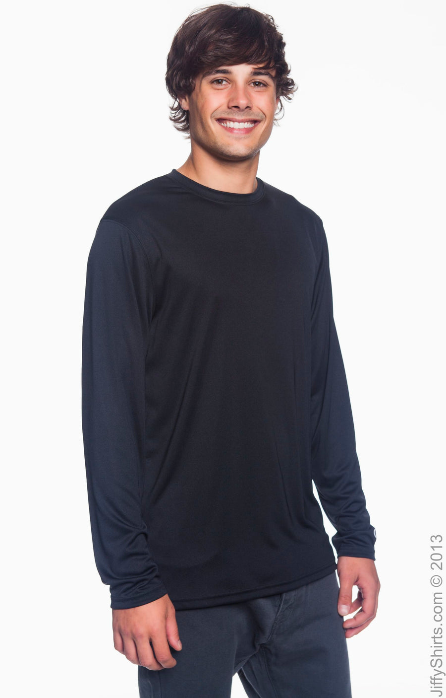 Unisex Double Dry® Long-Sleeve Interlock T-Shirt - Black