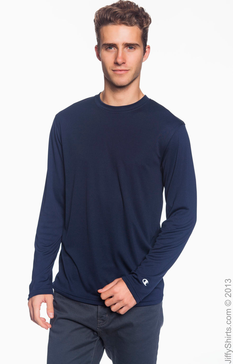 Unisex Double Dry® Long-Sleeve Interlock T-Shirt - Navy