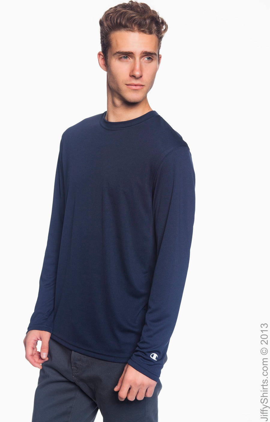 Unisex Double Dry® Long-Sleeve Interlock T-Shirt - Navy