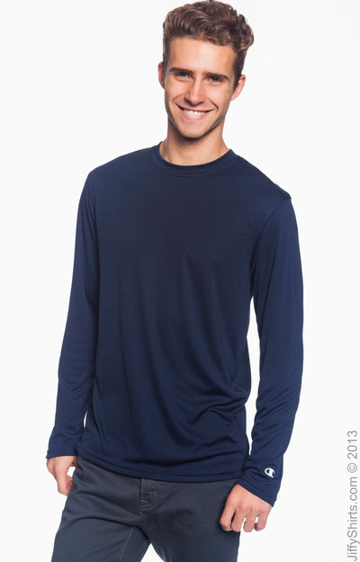 Unisex Double Dry® Long-Sleeve Interlock T-Shirt - Navy