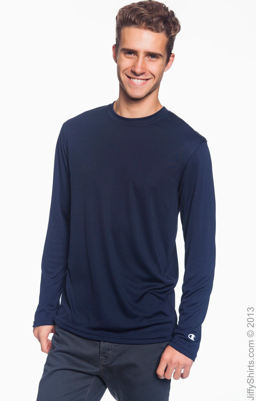 Unisex Double Dry® Long-Sleeve Interlock T-Shirt - Navy