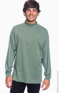 Unisex Sueded Cotton Jersey Mock Turtleneck - Dill
