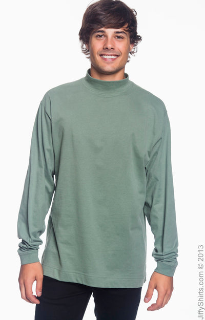 Unisex Sueded Cotton Jersey Mock Turtleneck - Dill