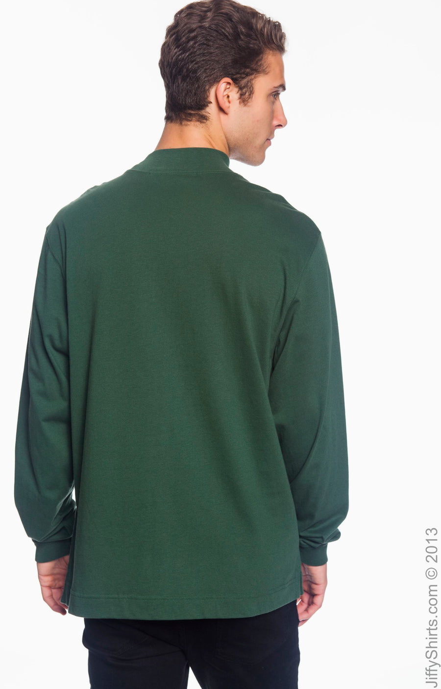 Unisex Sueded Cotton Jersey Mock Turtleneck - Forest