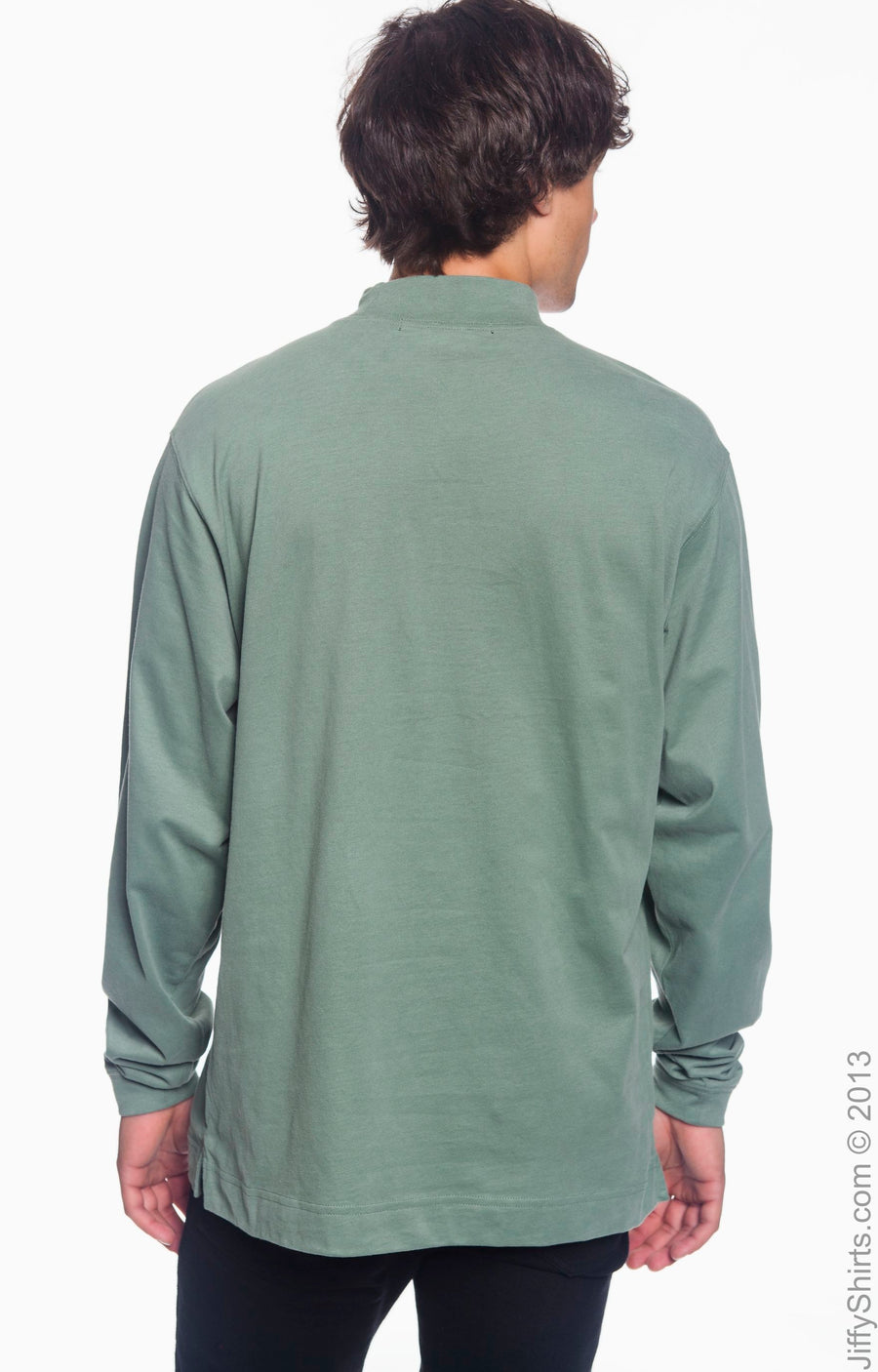 Unisex Sueded Cotton Jersey Mock Turtleneck - Dill