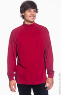 Unisex Sueded Cotton Jersey Mock Turtleneck - Crimson