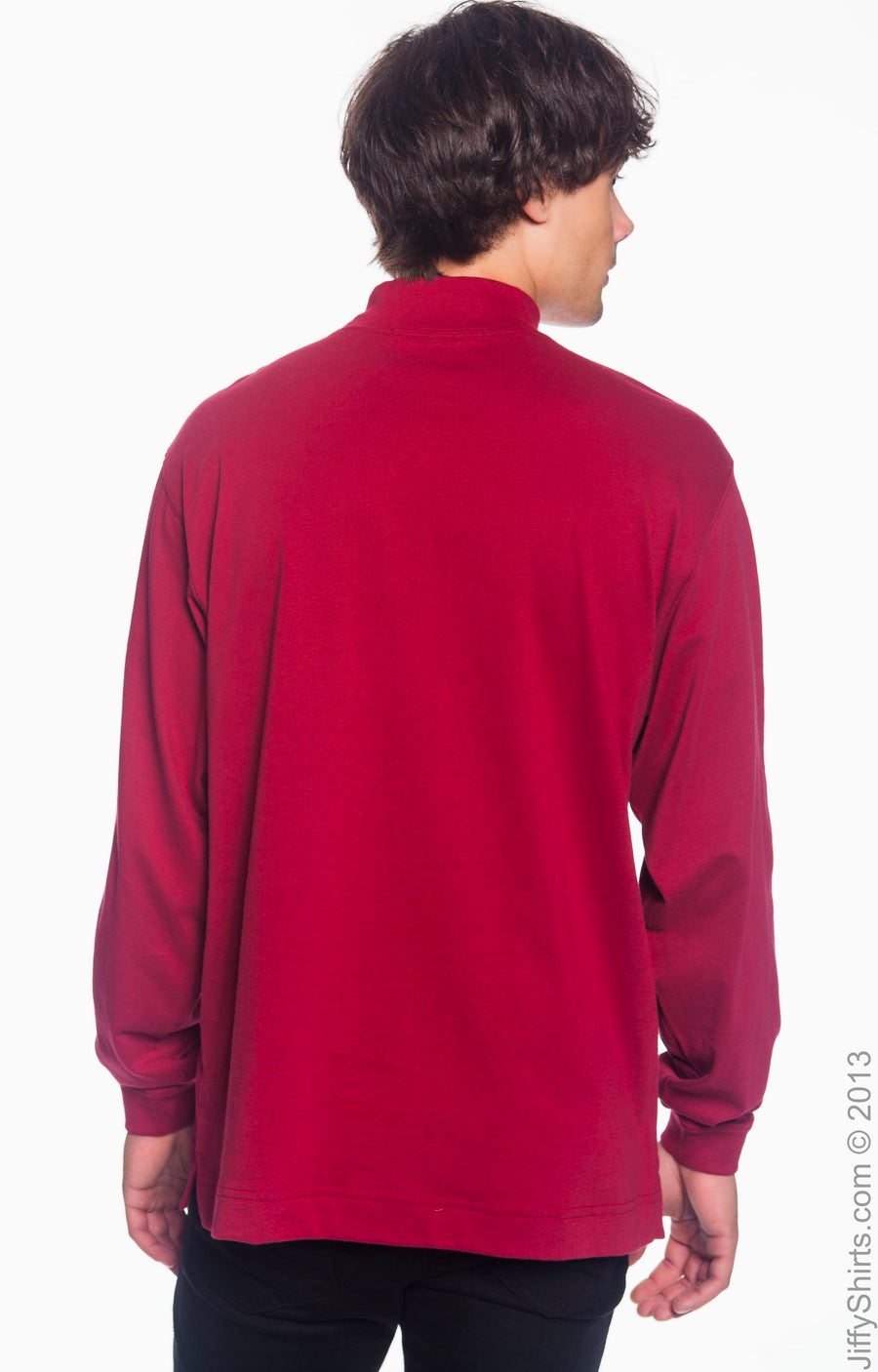 Unisex Sueded Cotton Jersey Mock Turtleneck - Crimson