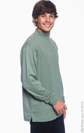 Unisex Sueded Cotton Jersey Mock Turtleneck - Dill