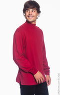 Unisex Sueded Cotton Jersey Mock Turtleneck - Crimson