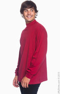 Unisex Sueded Cotton Jersey Mock Turtleneck - Crimson