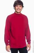 Unisex Sueded Cotton Jersey Mock Turtleneck - Crimson