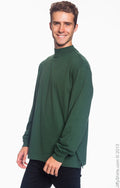 Unisex Sueded Cotton Jersey Mock Turtleneck - Forest