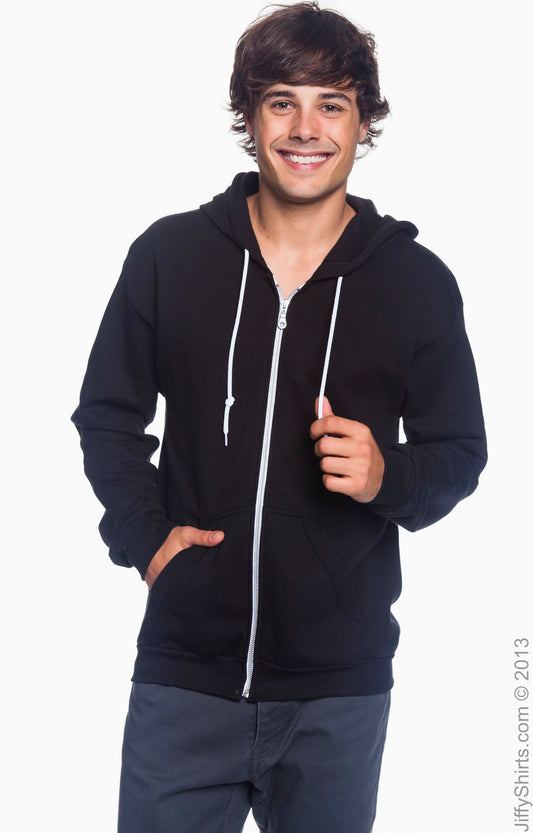 Unisex Full-Zip Hooded Fleece - Black