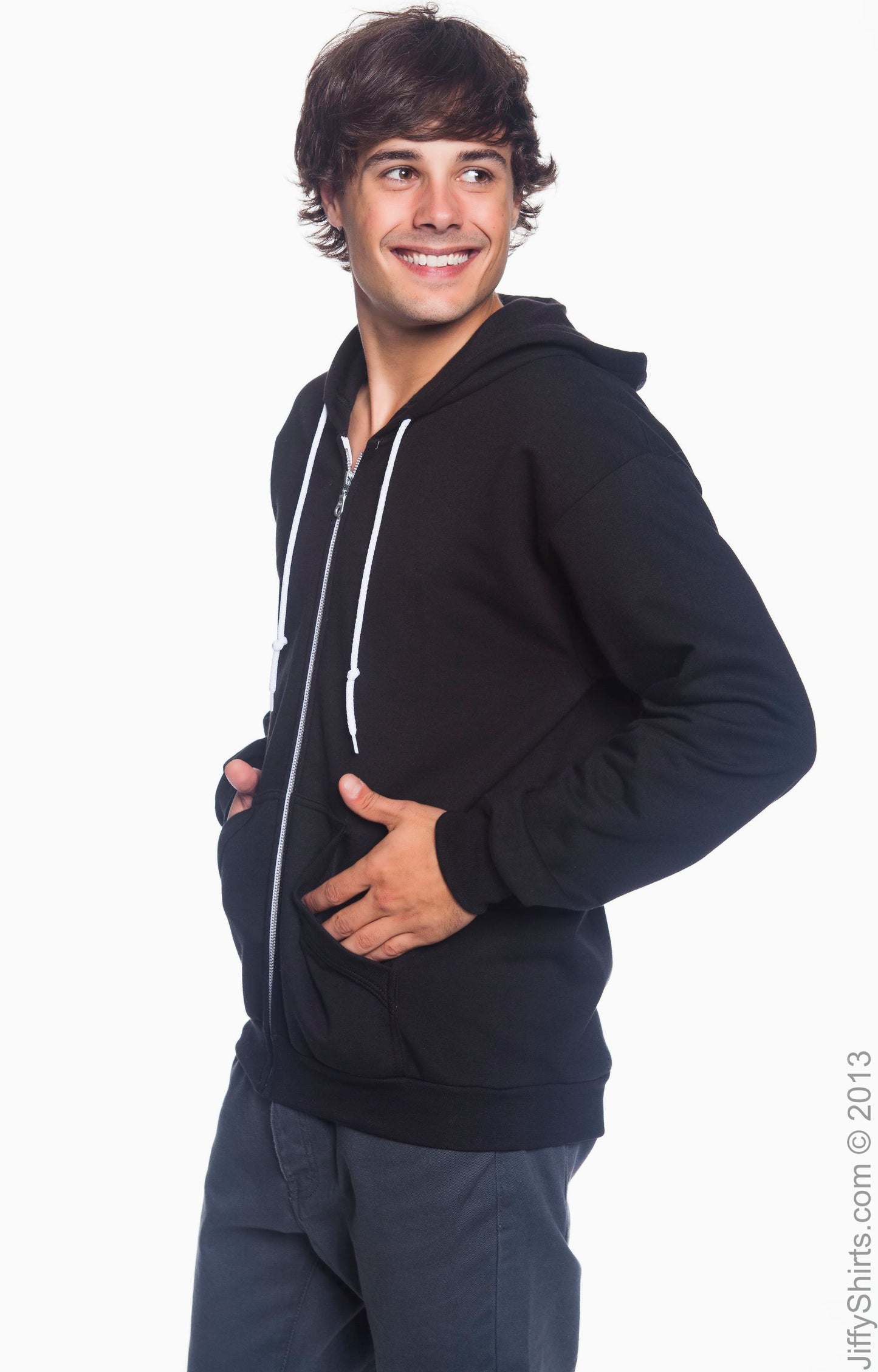 Unisex Full-Zip Hooded Fleece - Black