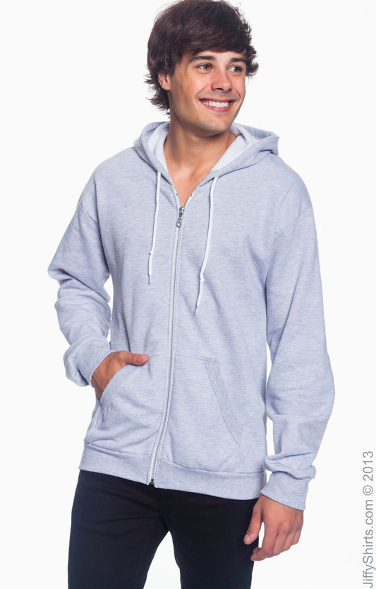 Unisex Full-Zip Hooded Fleece - Heather Gray