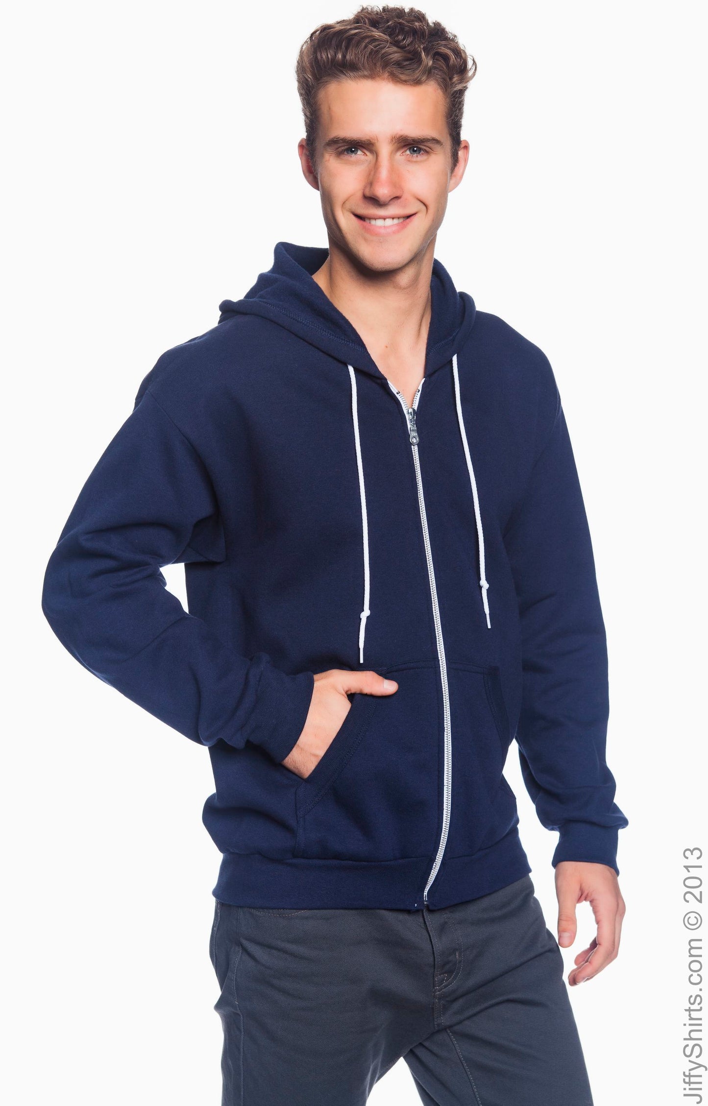 Unisex Full-Zip Hooded Fleece - Navy