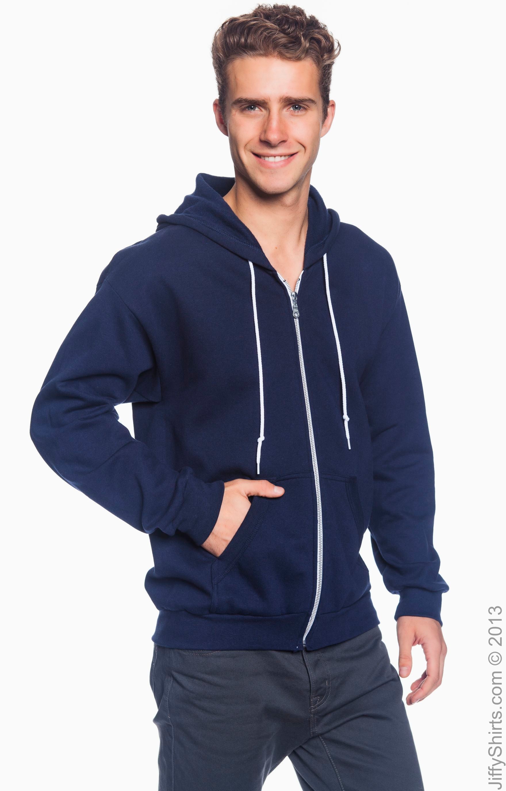 Unisex Full-Zip Hooded Fleece - Navy