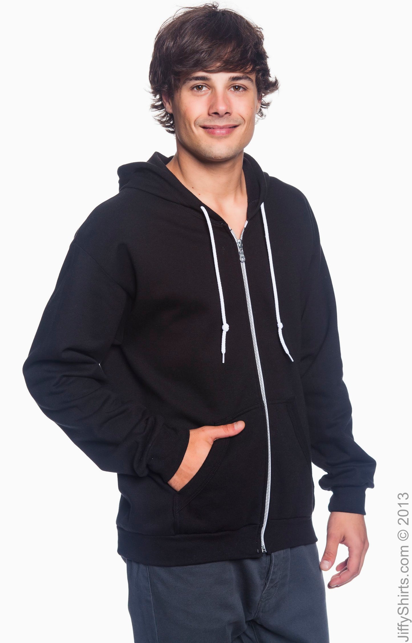 Unisex Full-Zip Hooded Fleece - Black